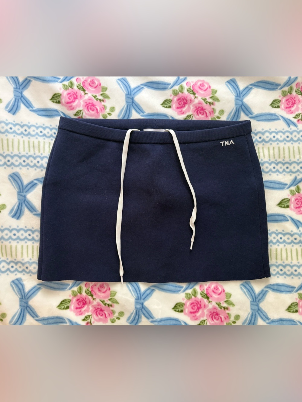 Tna Navy Drawstring Mini Skirt